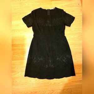 Dex medium faux suede little black dress with embroidey design
